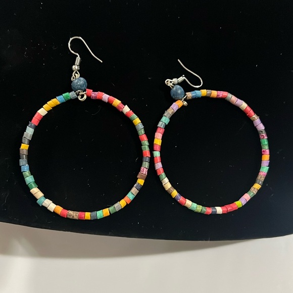 wendale designs Jewelry - Cute large circular beaded multicolor earrings new